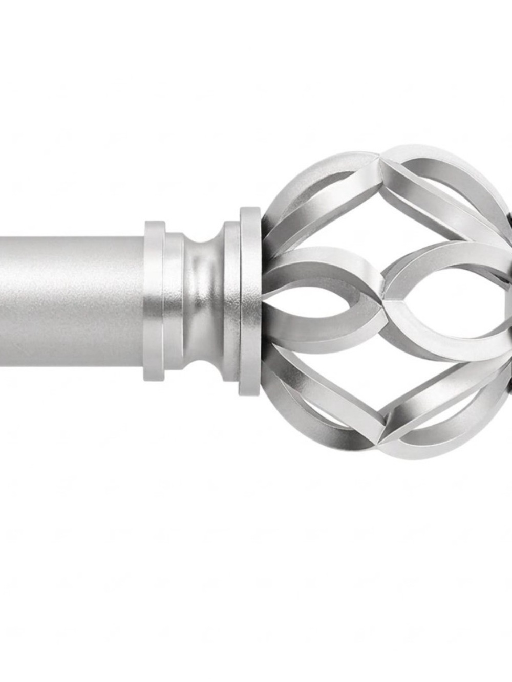 Silver Decorative Curtain Rod Finial Set - Modern Metal Ball Design36-88”
